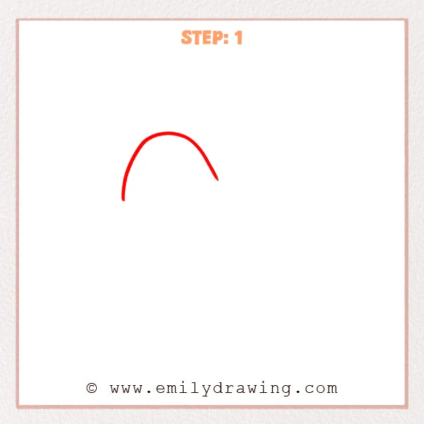 how to draw a bubble letter m - The first stroke of a bubble letter “m,” shown as a single wide upside-down U-shaped arch.
